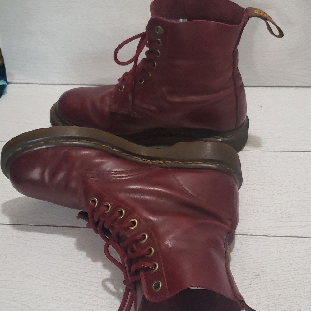 Dr. Martens 36(5) woman youth girl burgundy lace up combat boots - Picture 6 of 8